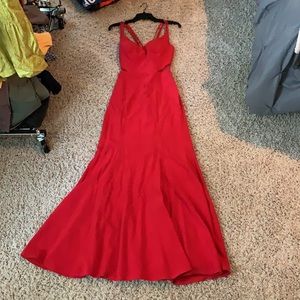 red formal floor length dress